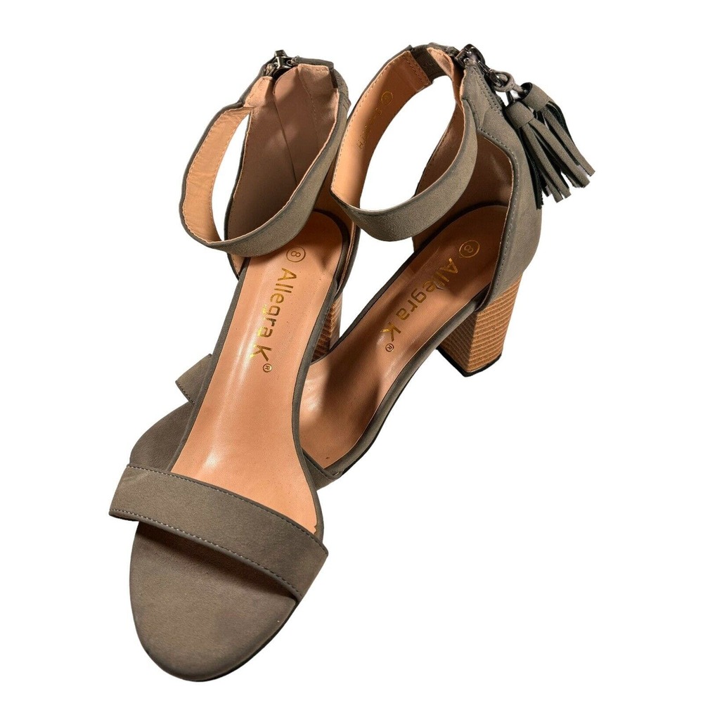 WOMENS ALLEGRA K GRAY STRAPPY SUEDE HEELS Size 8